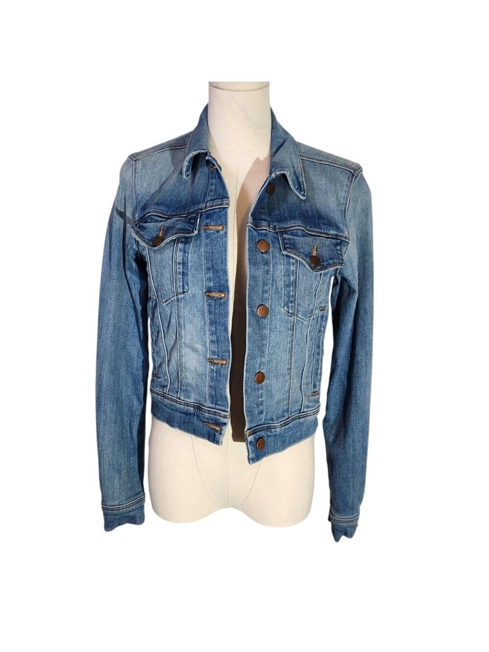 J Brand Harlow Blue Cropped Denim Jean Jacket Womens Size XS